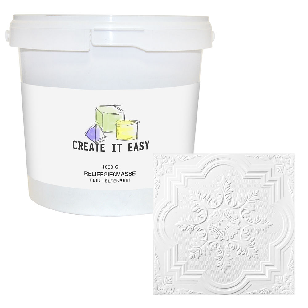 Create It Easy Reliefgiemasse, besonders fein, elfenbein, 5000g im wiederverschliebaren Kunststoffeimer