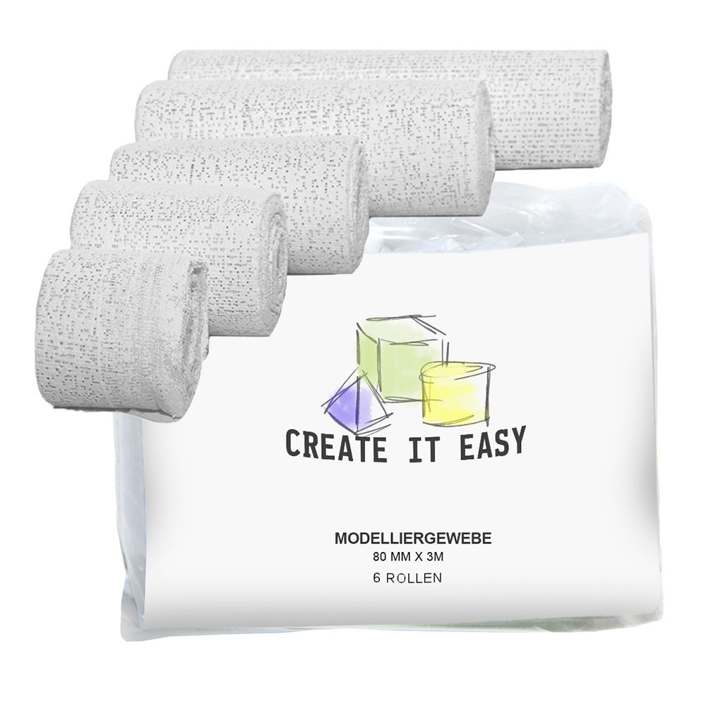 Create It Easy Modelliergewebe / Gipsbinden, 8cm breit, 3m lang, 6 Stck