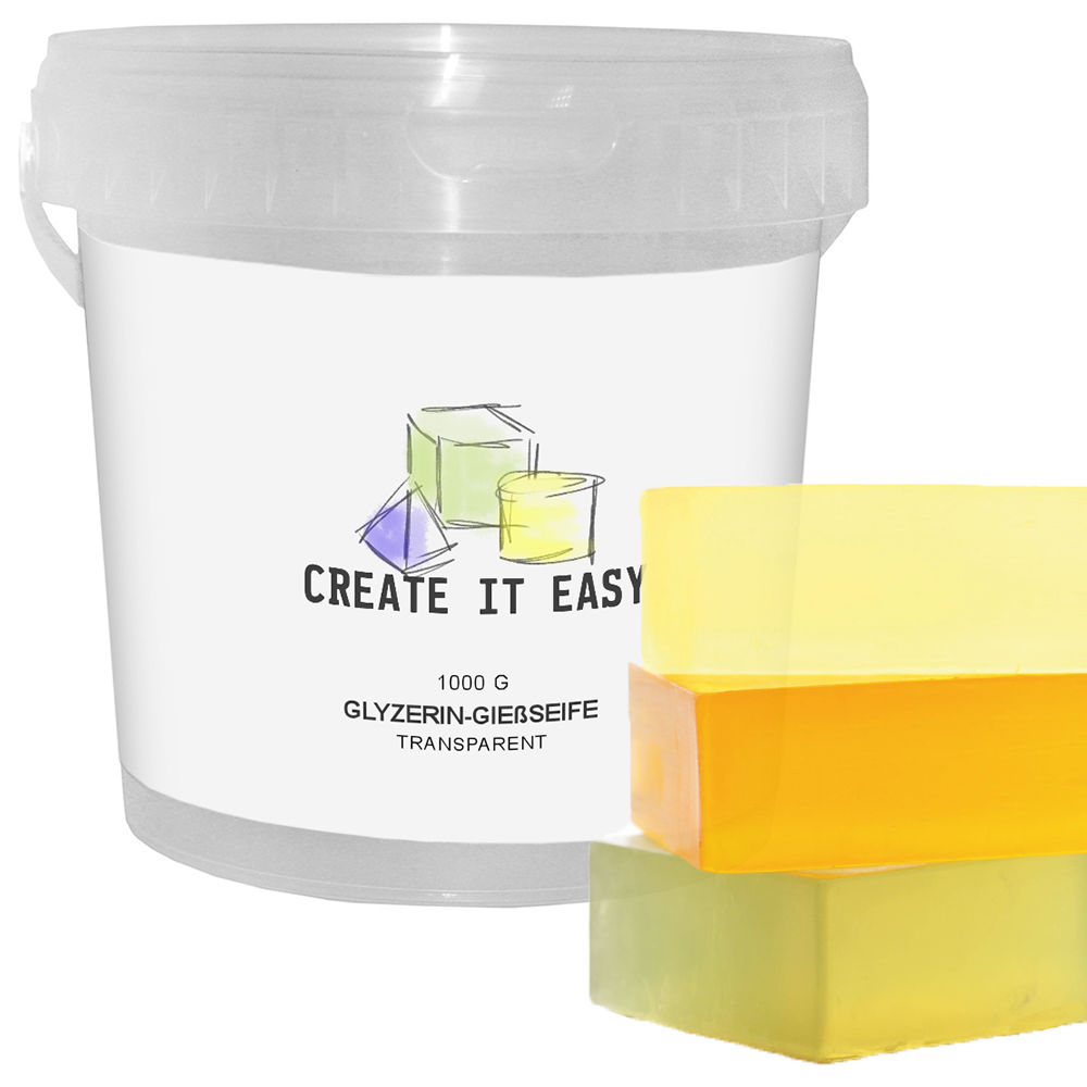 Create It Easy Glycerin Gieß-Seife, Transparent, 1000g im Kunststoffeimer