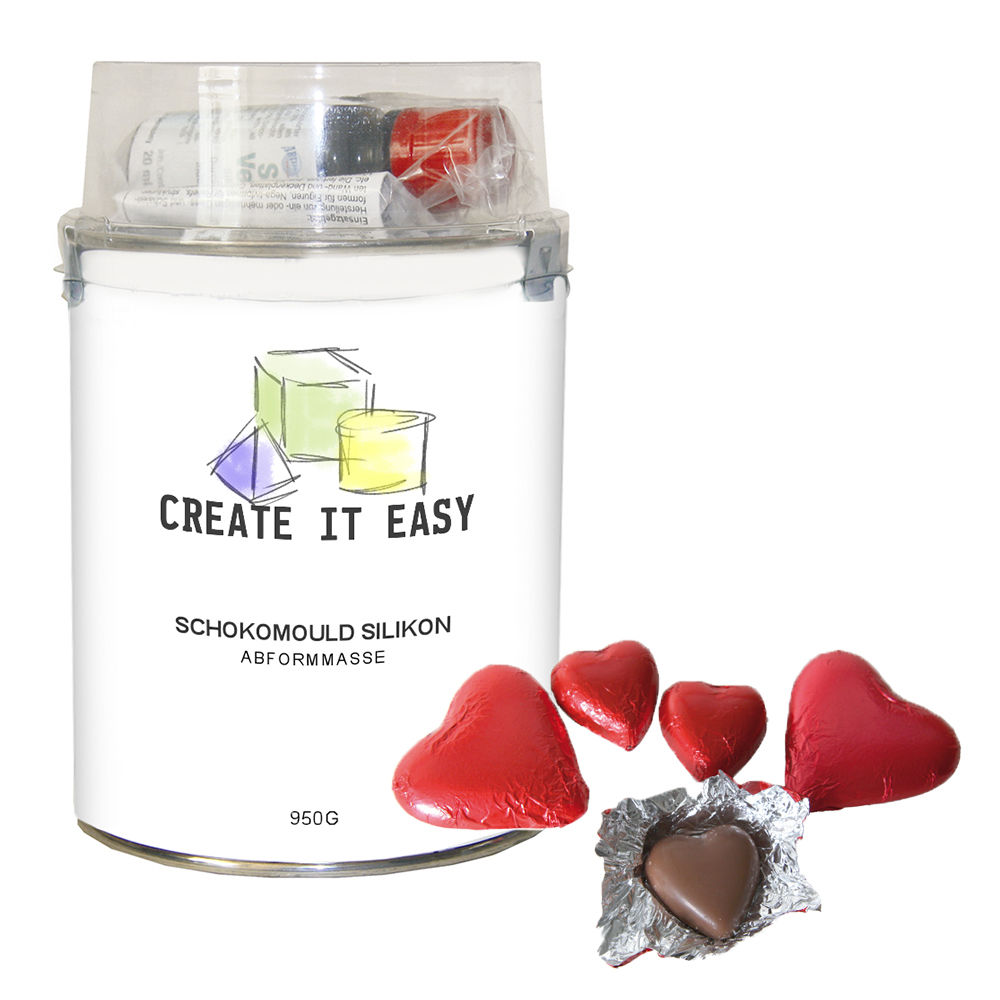 Create It Easy Schokomould Silikon-Abformmasse mit Vernetzer, 950g fr Lebensmittel wie Schokolade und Gebck