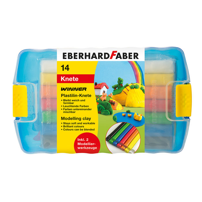 EberhardFaber Plastilinknete-Set, 7 Farben und 2 Modellierwerkzeuge