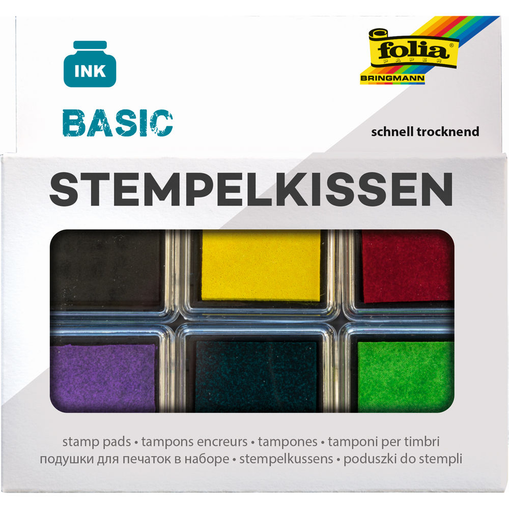 Stempelkissen-Set Basic, 6 Stück, farbig sortiert
