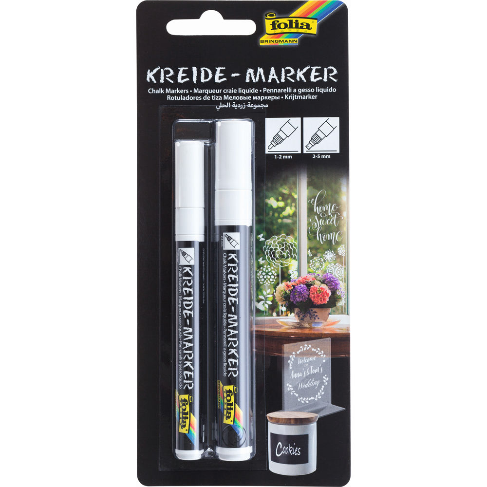 Kreidemarker, 2er Set, 1-2 & 2-5mm, wei