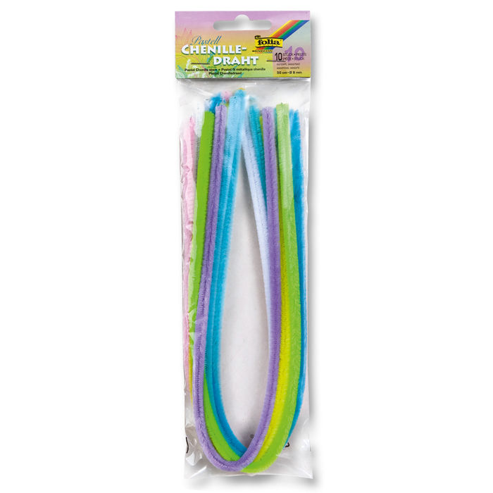 Chenilledraht / Pfeifenputzer / Biegeplsch, 10 Stck. Pastell sortiert