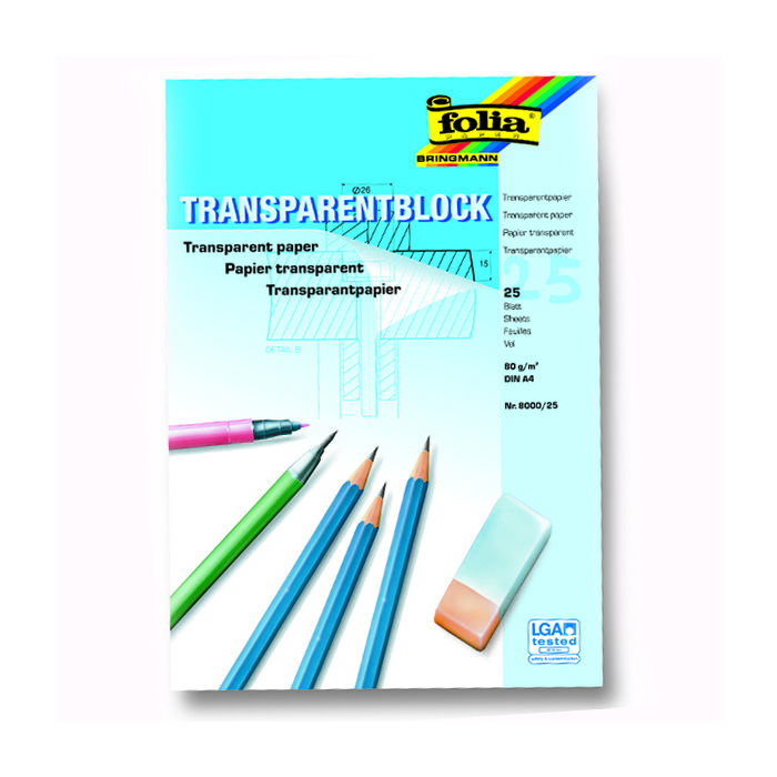 Transparentpapierblock, 80 g, DIN A4, 25 Bl.