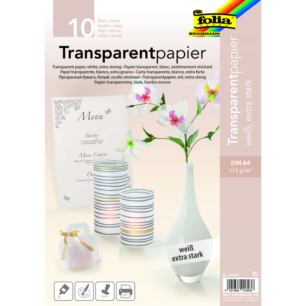 Transparentpapier 115g/m, DIN A4, 10 Blatt, wei