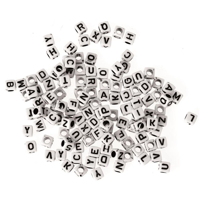 NEU Kunststoff-Wrfel Alphabet, schwarz/weiss, 5 x 5 mm, 50 g
