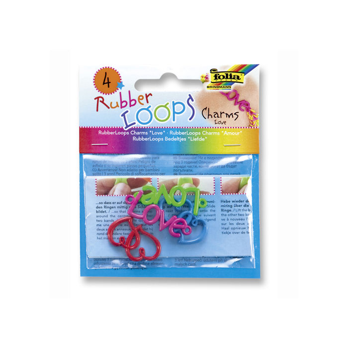 SALE Rubber-Loops Charms LOVE, 4 Teile