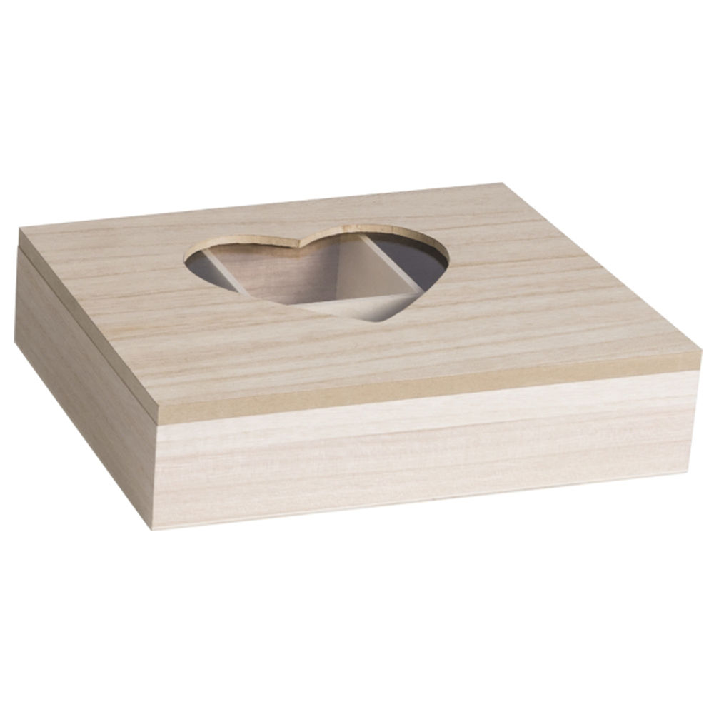 Holzdose mit Herzausschnitt, 18x24x5,7cm