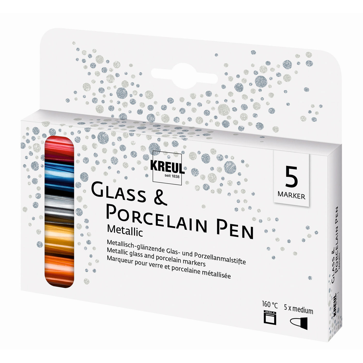 NEU Glas & Porzellan Pen / Porzellanmalstift Metallic 5er Set