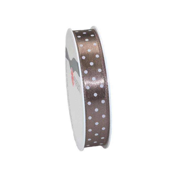 SALE Seidenband Mini Dots, B: 15mm L: 3m, Taupe