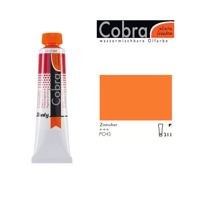 SALE Cobra Study Ölfarbe, 40ml, Zinnober