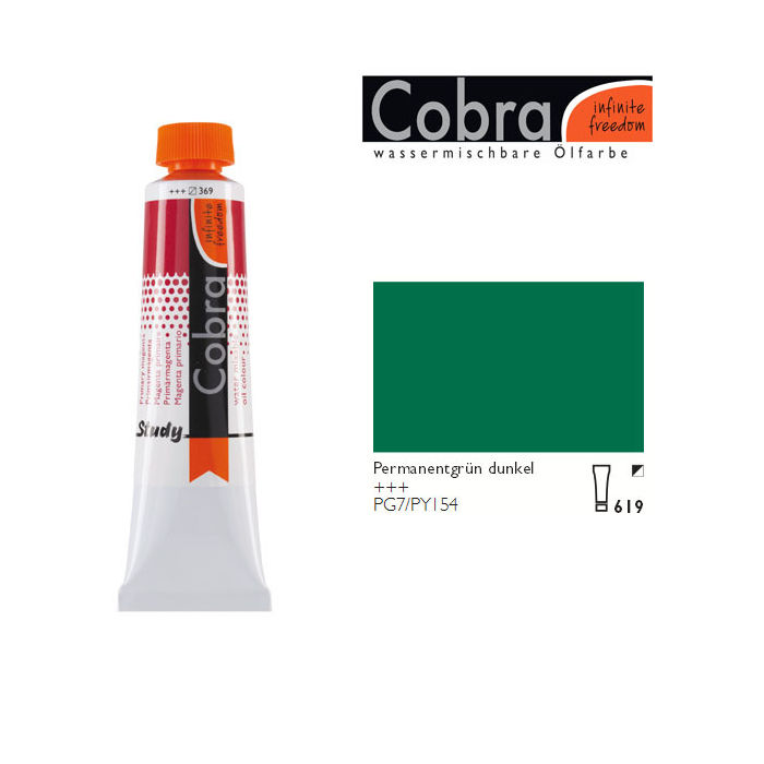 SALE Cobra Study Ölfarbe, 40ml, Permanentgrün dkl.