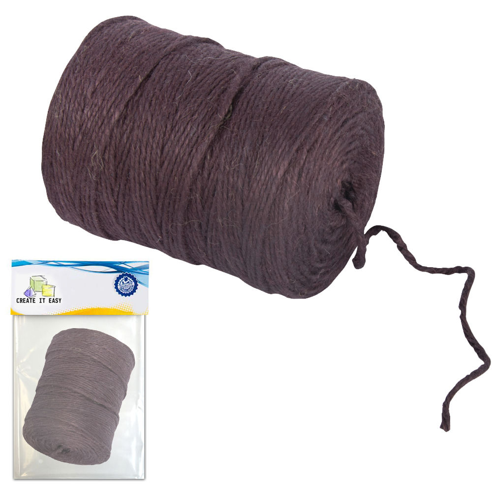 SALE Jutegarn, 4-fach Durchmesser 3,5mm, Spule mit 280m, Farbe: Dunkelbraun - Ideal fr Makramee, Flechtarbeiten und viele ander