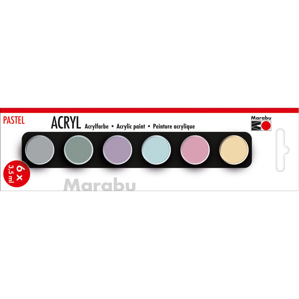 Marabu Acrylfarben-Set Pastel, 6x 3,5ml