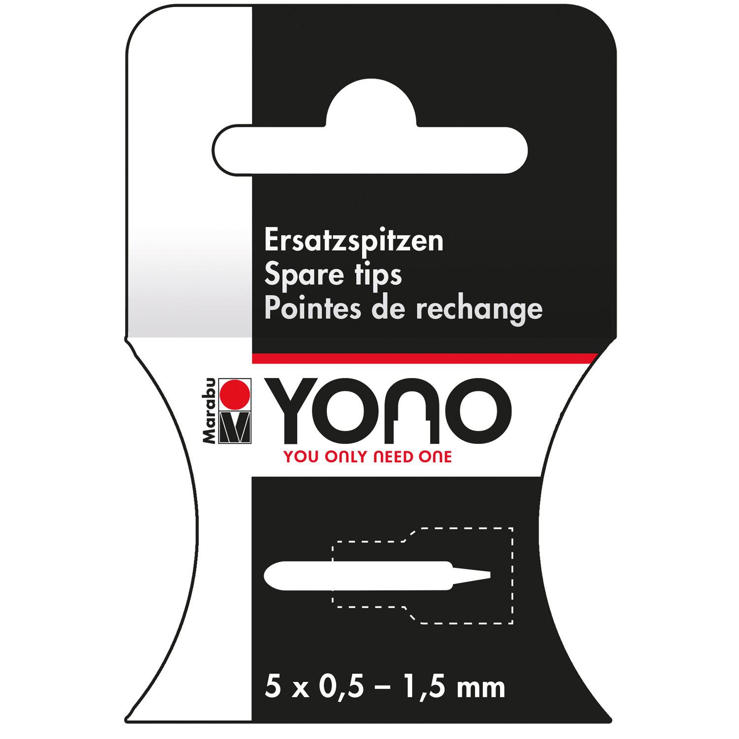 Marabu YONO Spitzen, 5-Teilig, 0,5-1,5 mm