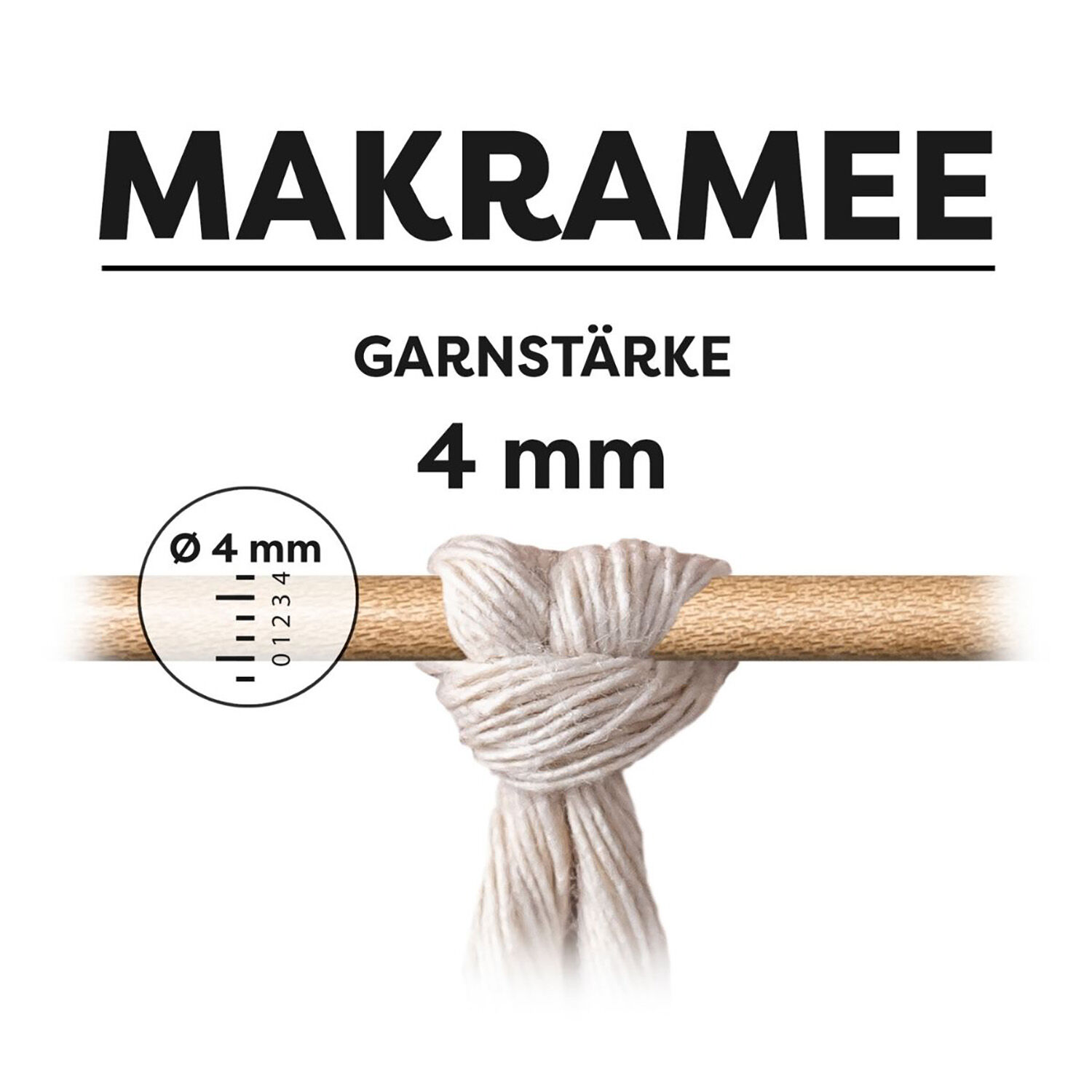 NEU myboshi Makramee-Garn / Baumwollgarn zum Knüpfen, 4 mm gezwirnt, 50 m, Farbton: Weiß Bild 3