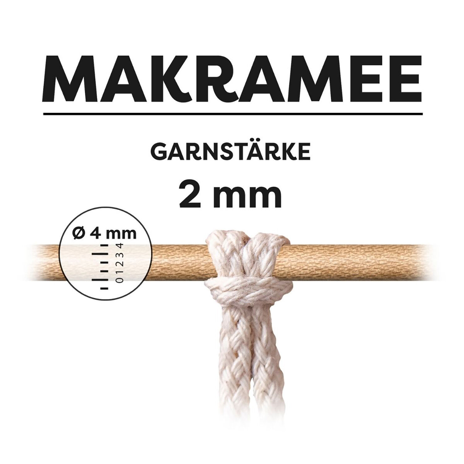 NEU myboshi Makramee Garn 2 mm geflochten, 50 m, Natur Bild 3