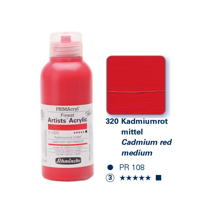 PRIMAcryl Finest Acrylic, Kadmiumrot mit., 250ml