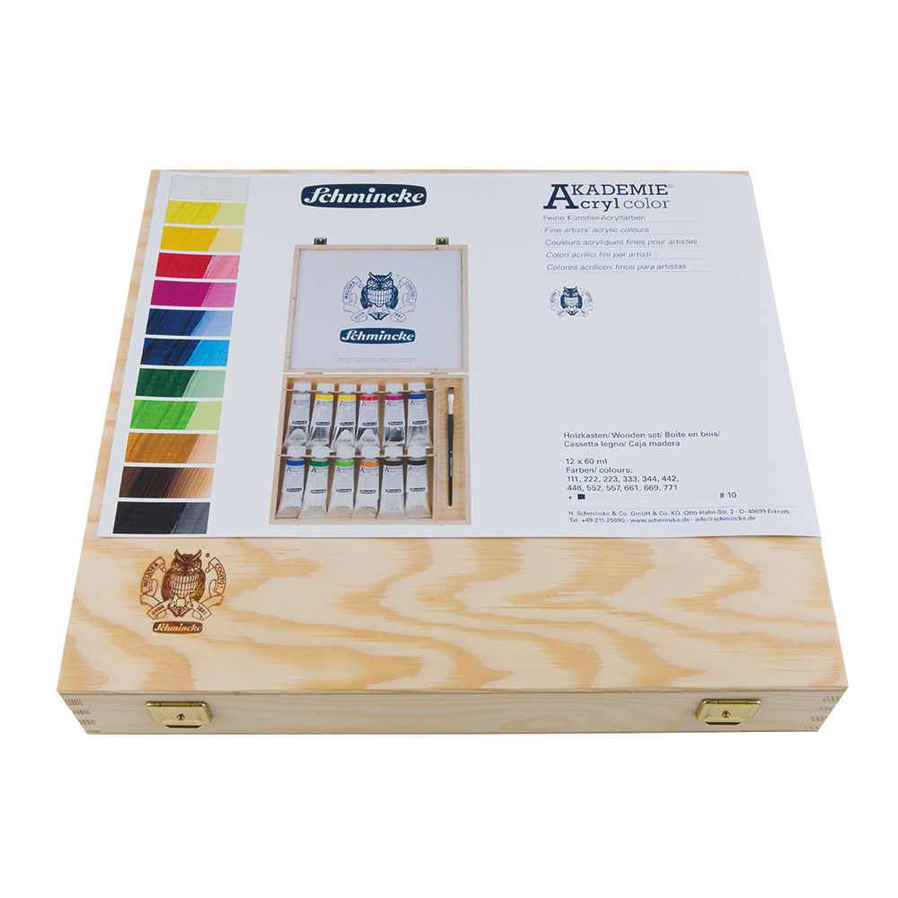 AKADEMIE Acryl Holzkasten 12 x 60 ml