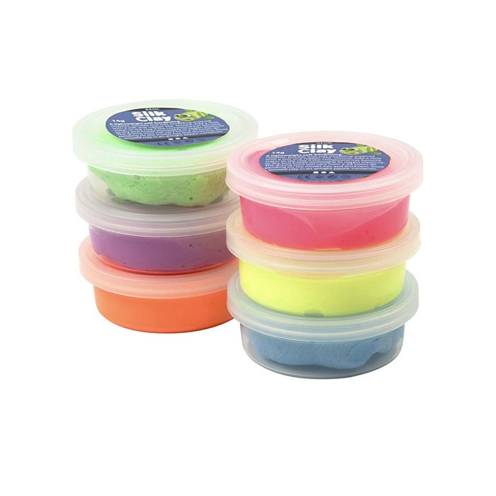 Silk Clay sortierte Farben, neon, 6 x 14g