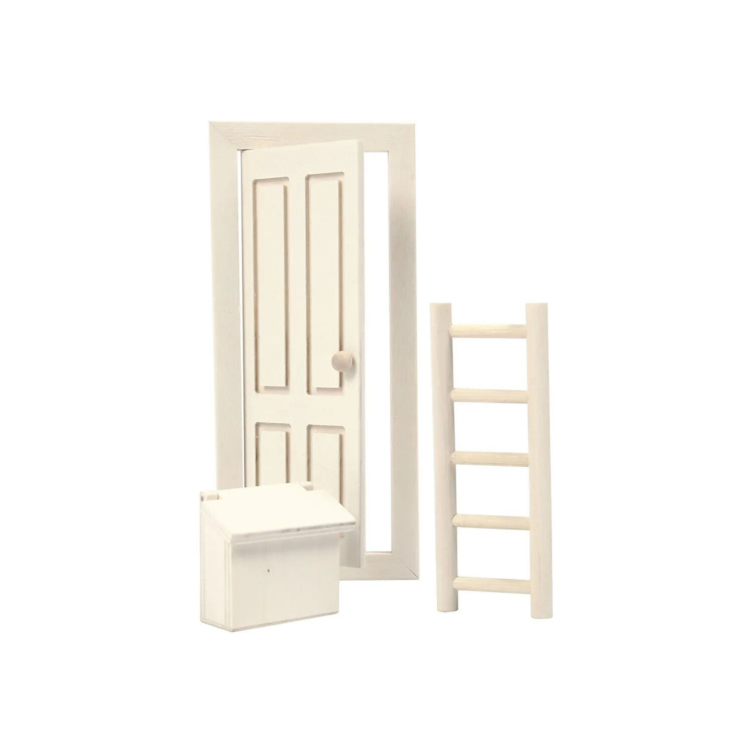 NEU Wichtel Miniatur Mbel Set aus Holz, Tr, Briefkasten, Leiter, 8-18 cm Bild 2