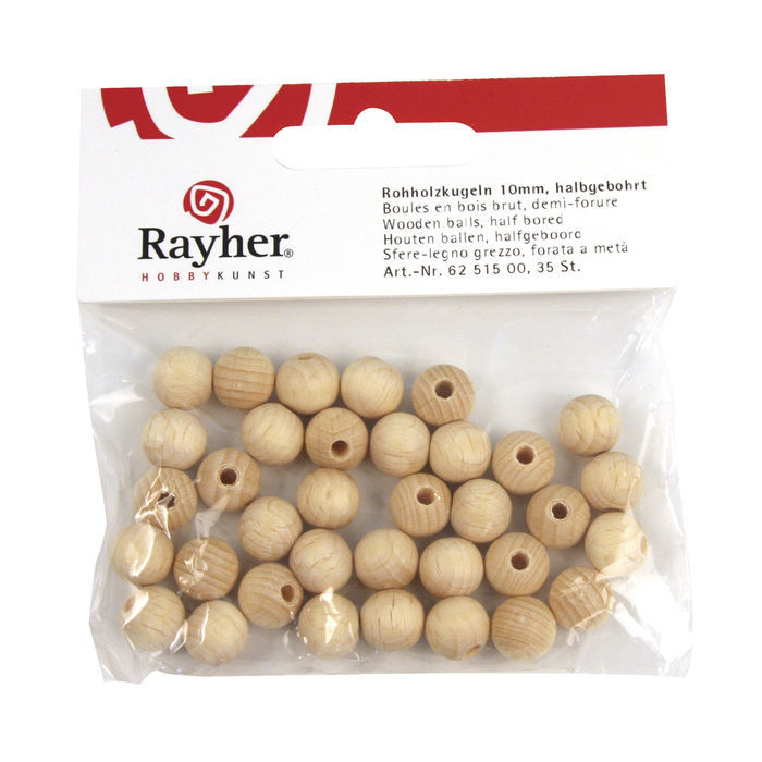 Rayher Rohholz-Kugeln 50 Mm – 2 Stück, Buchenholz, Durchgebohrt (8 Mm), Zum Basteln & Bemalen