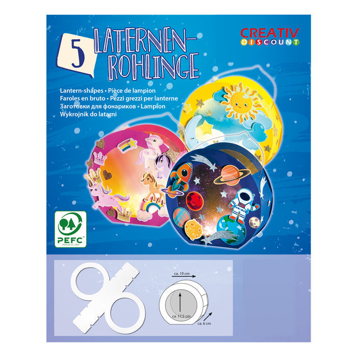Laternen-Rohlinge aus Fotokarton fr Runde Laternen, 5er Pack - Verschiedene Farben