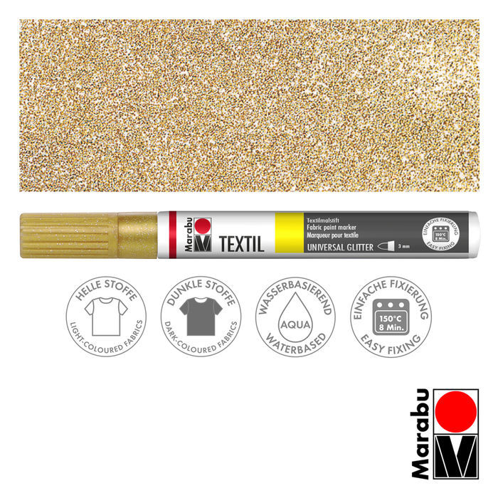 Marabu Textil Painter Glitter, Glitzer Stoffmalstift, waschbar bis 40 Grad - Bild 2 von 14