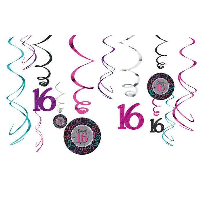 Geburtstagsdeko Set Mit Luftballons Happy Birthday Glamour Zum 16