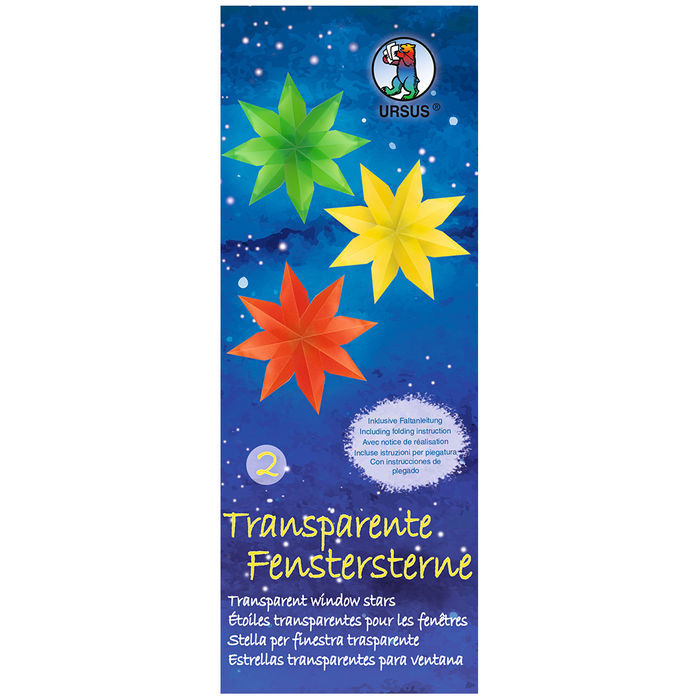 Transparente Fenstersterne, 5 Farben sortiert