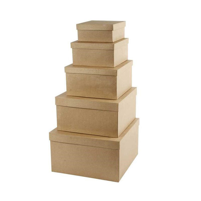 Schachtel Set Natur Quadratisch 5 Teilig Alles Aus Pappe Karton Basismaterial Basteln Produkte Creativ Discount De