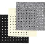 Bastelfilz mit L�chern, Gr��e 20x20 cm, Dicke 3 mm, Schwarz, Grau, Naturwei�, 3 x 4 St�ck