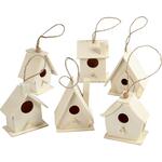 Mini-Vogelh�user aus Holz, 6 St�ck, H�he 7 cm