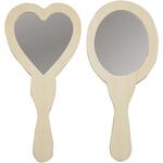 Handspiegel aus Holz, 2 Formen, Gr��e 23-24cm, 2 St�ck