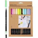 Aquarell-Filzstifte, Pastellfarben, Strichst�rke 2+4-8, Sortierte Farben, 12 St�ck