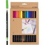 Aquarell-Filzstifte, Strichst�rke 2+4-8 mm, Standard-Farben, 12 St�ck