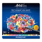 Staedtler Metalletui mit 24 Aquarell-Farbstiften Mars Lumograph