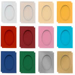 Passepartoutkarten & Umschl�ge Oval, 5 St�ck - Verschiedene Farben