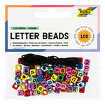 Buchstabenperlen, eckig, 100 St�ck, farbig sortiert, inkl. Gummiband