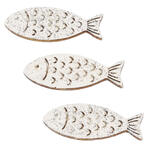 NEU Holz-Fische mit Glimmer, 40 mm, Beutel mit 6 St�ck, wei�