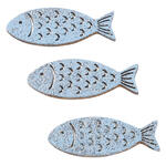 NEU Holz-Fische mit Glimmer, 40 mm, Beutel mit 6 St�ck, hellblau