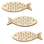 NEU Holz-Fische mit Glimmer, 40 mm, Beutel mit 6 St�ck, natur