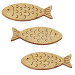NEU Holz-Fische mit Glimmer, 40 mm, Beutel mit 6 St�ck, gold