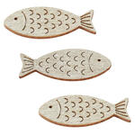 NEU Holz-Fische mit Glimmer, 40 mm, Beutel mit 6 St�ck, silber