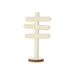 Miniatur Wegweiser / Schild mit Sockel, Holz Natur, 8 x 4,5 cm