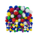 Pompons im Beutel, 100 Stk., 10-25mm, Glitzer