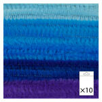 Chenilledraht / Pfeifenputzer / Biegeplüsch, 8mm x 50cm, 10 Stk., Mix Blautöne