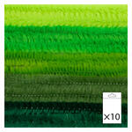 Chenilledraht / Pfeifenputzer / Biegeplüsch, 8mm x 50cm, 10 Stk., Mix Grüntöne