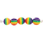 Kunststoff-Perlen, Itoshii, gestreift, rund, 4 mm, 120 Stk, Regenbogen